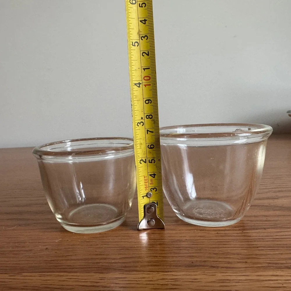 Pyrex Glass Ramekins 2 pc Clear Baking Dish‎ Custard Cups Vintage 1926-1950s